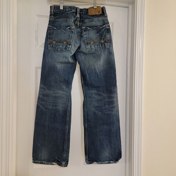 American Eagle medium wash distressed bootcut jeans 26x28 - Picture 2 of 4
